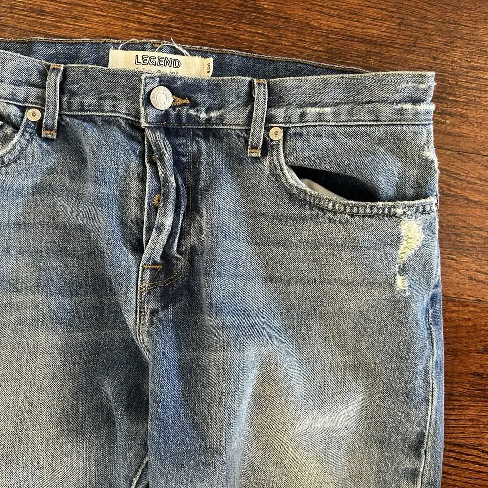 Lucky Brand Legend Vintage Straight Jeans Two Tone White Oak Cone Denim Sz 6